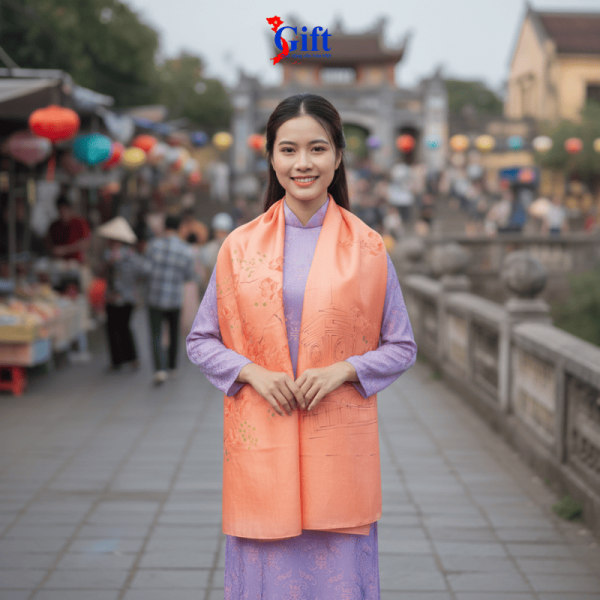Khăn Lụa Tơ Tằm Vẽ Tay Chợ Bến Thành