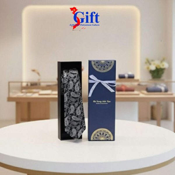 Silk Tie with Peacock Feather Pattern - Blue Box SGCRV11