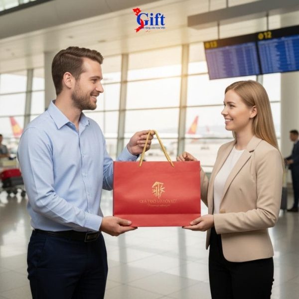 Khăn Lụa Tơ Tằm Vẽ Chợ Bến Thành Màu Cam