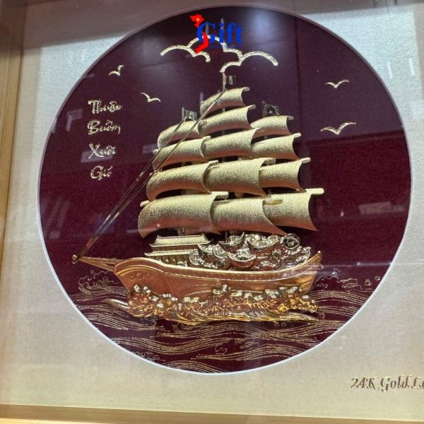 Tranh Đồng Thuận Buồm Dát Vàng 24K