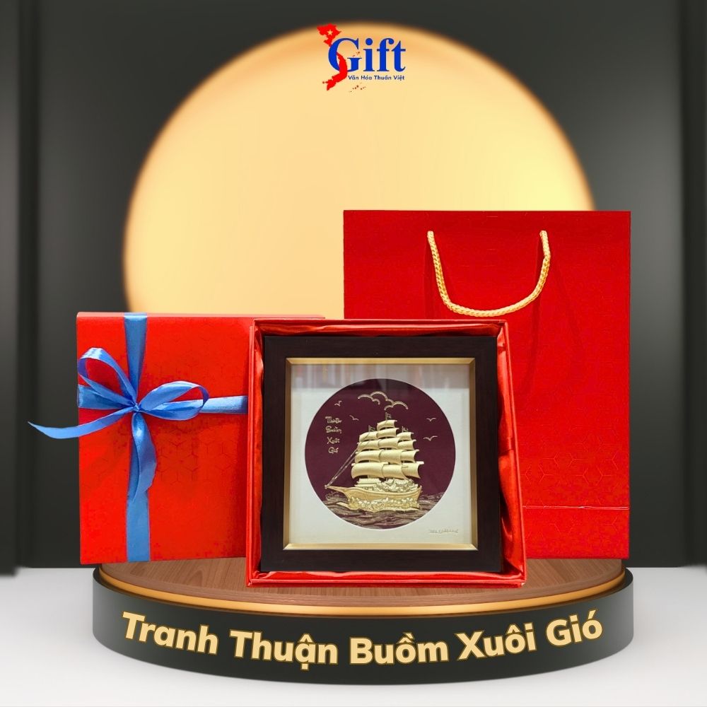Tranh Đồng Thuận Buồm Dát Vàng 24K Tranh Đồng Thuận Buồm Dát Vàng 24K