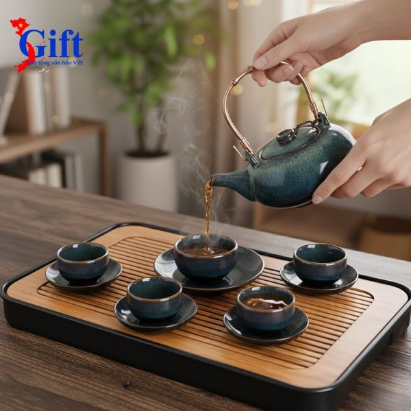 Bình Trà Men Hỏa Biến, Gốm Sứ Bát Tràng, Màu Sắc Độc Bản SG06.3