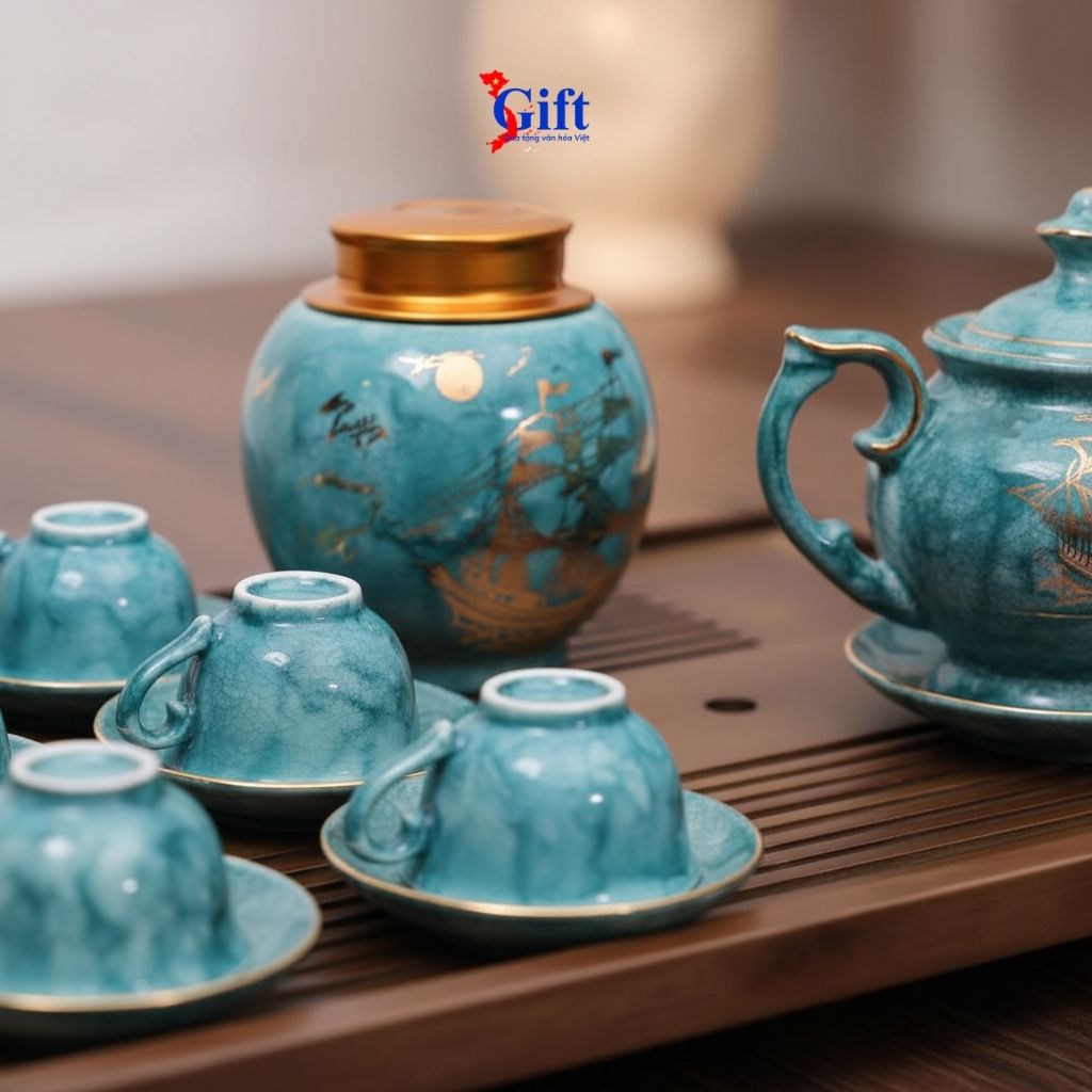 Bộ bình trà cát tường men vân đá Thuận buồm xuôi gió (4) Bộ bình trà cát tường men vân đá Thuận buồm xuôi gió