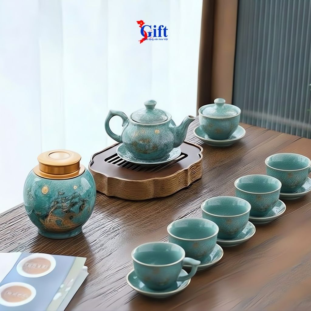 Bộ bình trà cát tường men vân đá Thuận buồm xuôi gió (5) Bộ bình trà cát tường men vân đá Thuận buồm xuôi gió