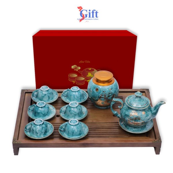 Blessing Ceramic Teapot Set with Stone-Pattern Glaze – Smooth Sailing Motif SGBBT-VBT12/5