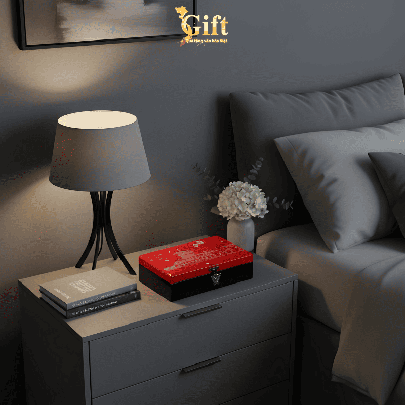 Combo Hộp Trang Sức Sơn Mài và Tượng Cô Gái Áo Dài