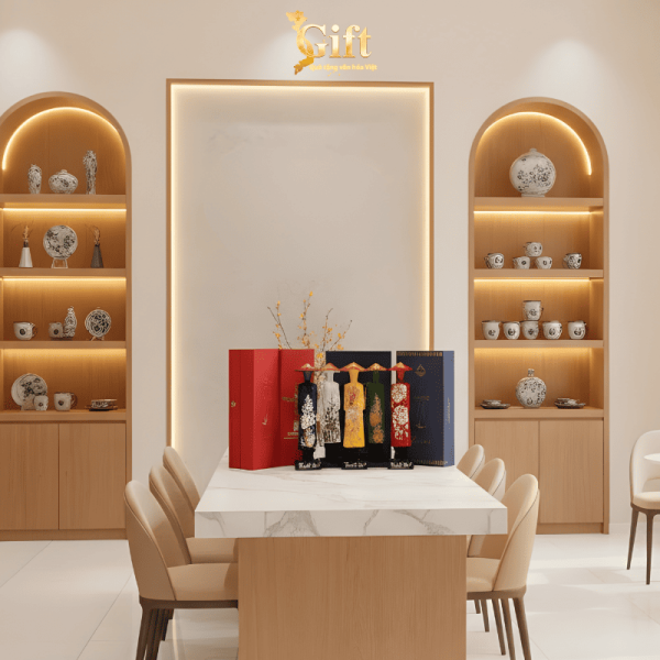 Combo Hộp Trang Sức Sơn Mài và Tượng Cô Gái Áo Dài