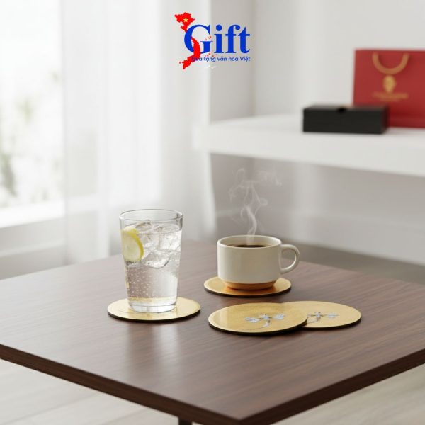 Lót Ly Sơn Mài mỹ nghệ vẽ Chuồn Chuồn Cẩn Trứng Vàng