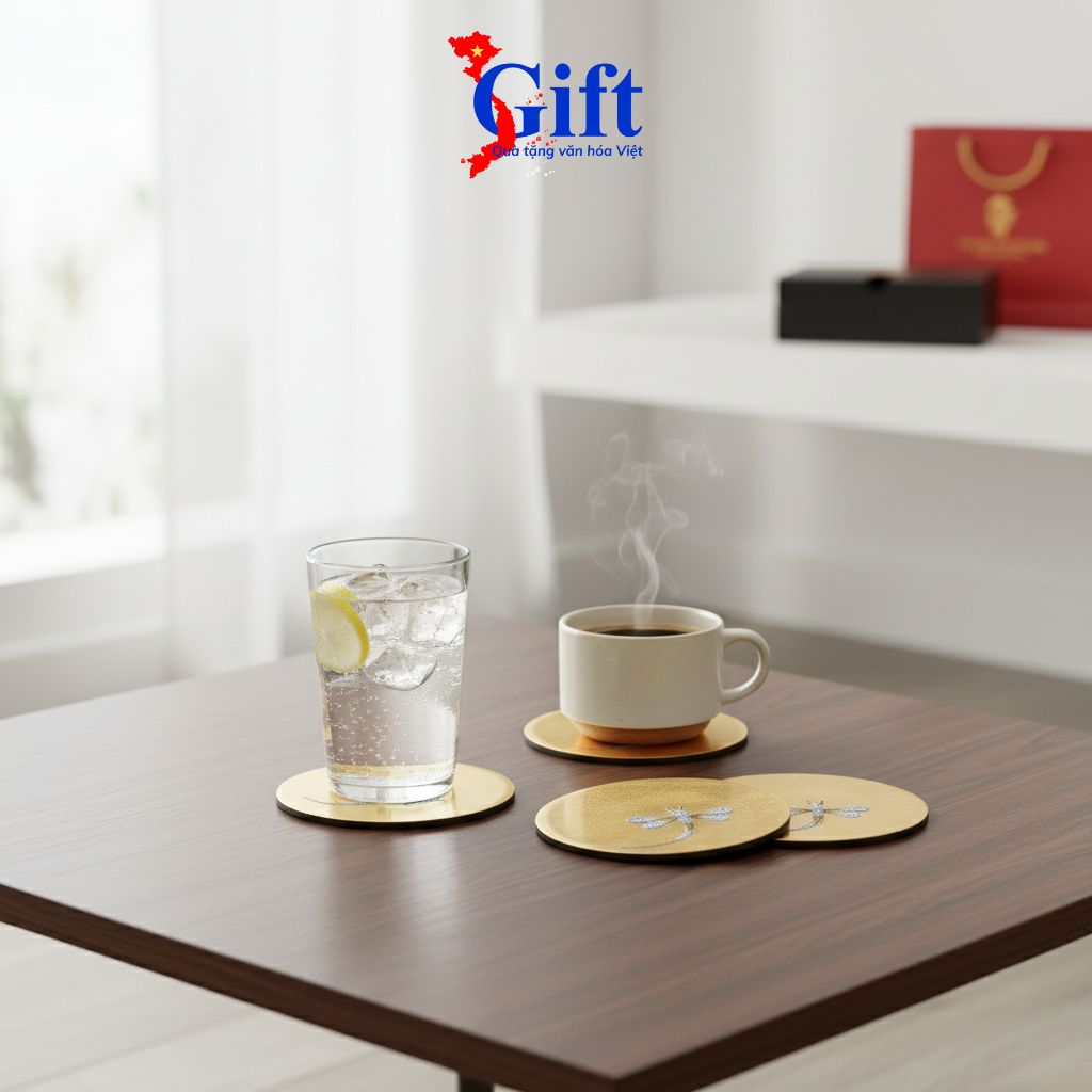 Lót Ly Sơn Mài mỹ nghệ vẽ Chuồn Chuồn Cẩn Trứng Vàng