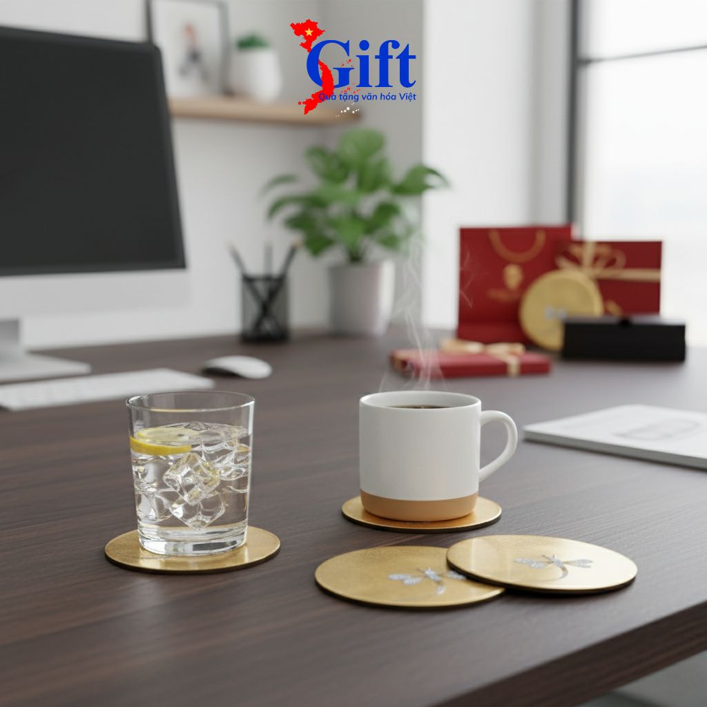 Lót Ly Sơn Mài mỹ nghệ vẽ Chuồn Chuồn Cẩn Trứng Vàng