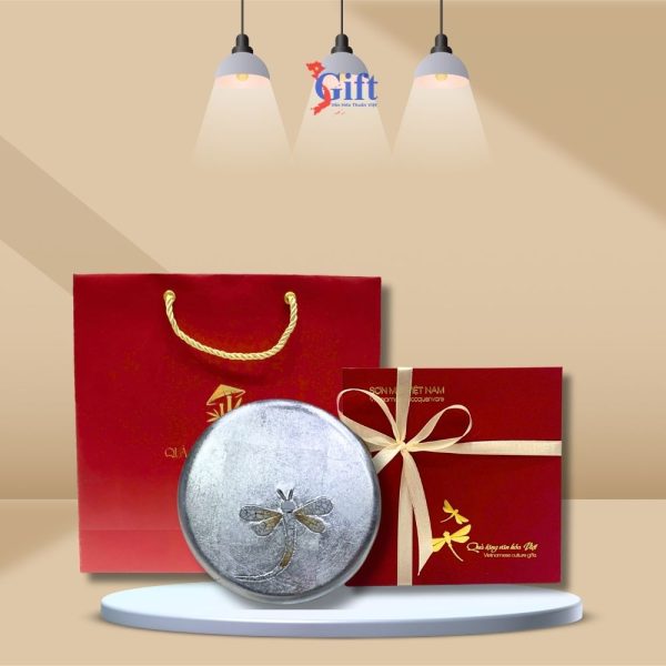 Lót Ly Chuồn Chuồn Cẩn Trứng Bạc - Nghệ Thuật Sơn Mài SGDLL10-2