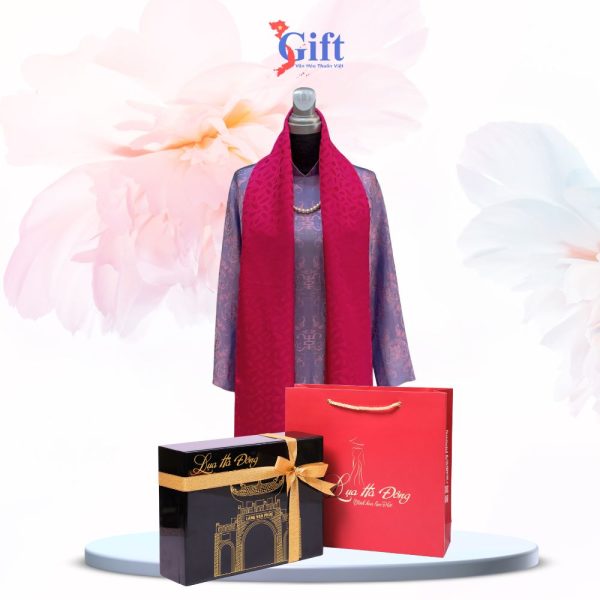 Khăn lụa hoa Hà Đông màu hồng SGKLTA419