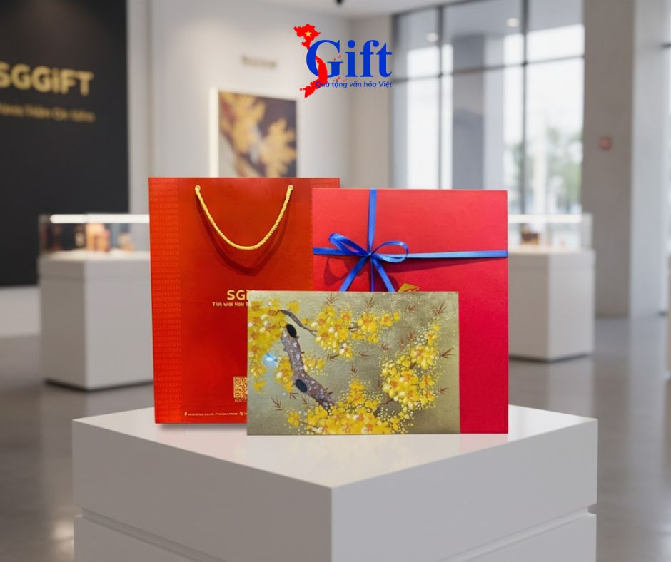 Tranh Sơn Mài Hoa Mai Dát Vàng SGTSM234