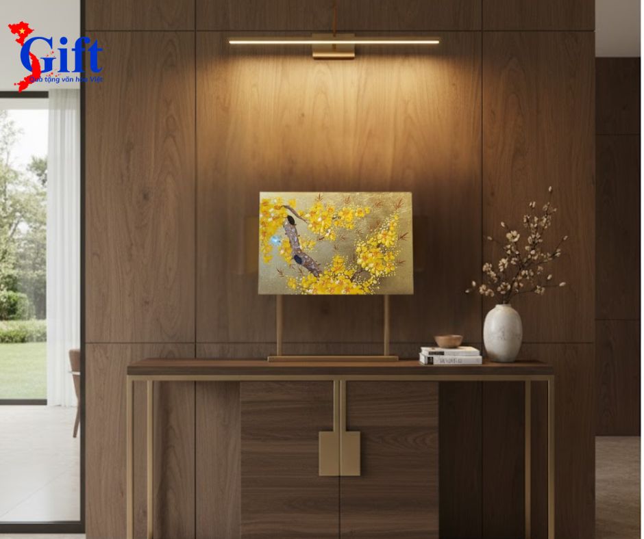 Tranh Sơn Mài Hoa Mai Dát Vàng SGTSM234