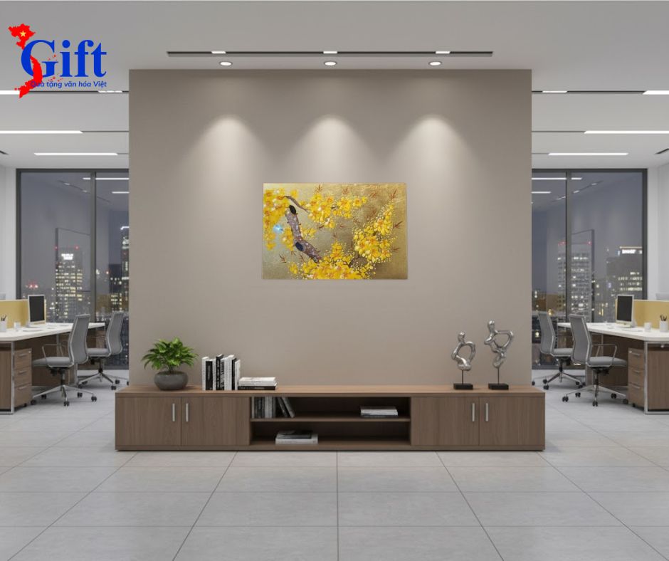 Tranh Sơn Mài Hoa Mai Dát Vàng SGTSM234