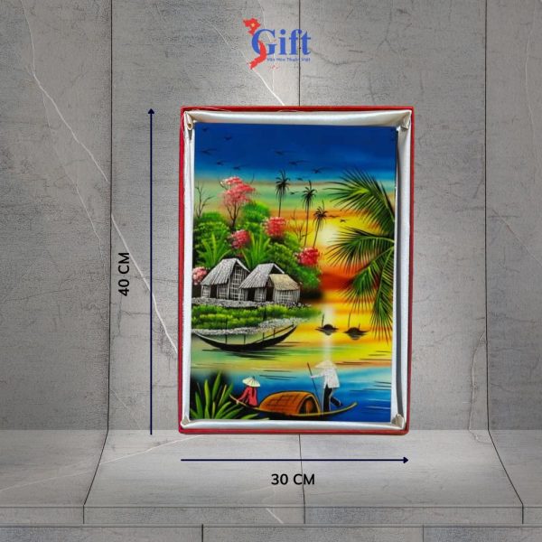 Tranh Sơn Mài Đồng Quê SGTSM345-1 – Hồn Việt Trong Mỗi Gam Màu Rực Rỡ