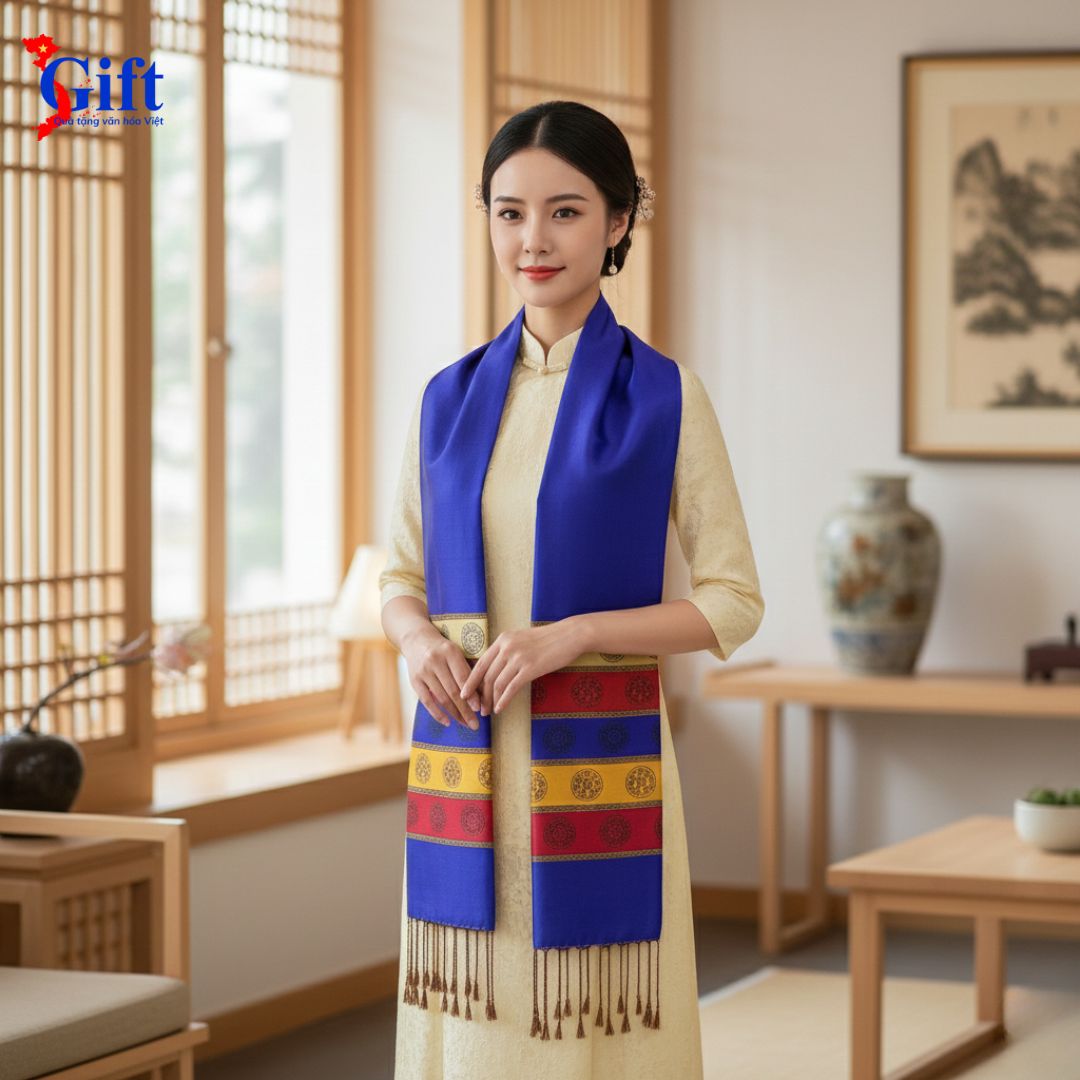 Khăn Lụa Trống Đồng Văn Miếu Quốc Tử Giám Sgift (2) Khăn Lụa Trống Đồng Văn Miếu Quốc Tử Giám Sgift