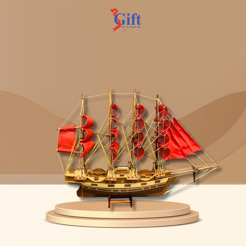 Tàu thuyền Mô Hình France 2 Buồm Đỏ SGMNV-TB026-3