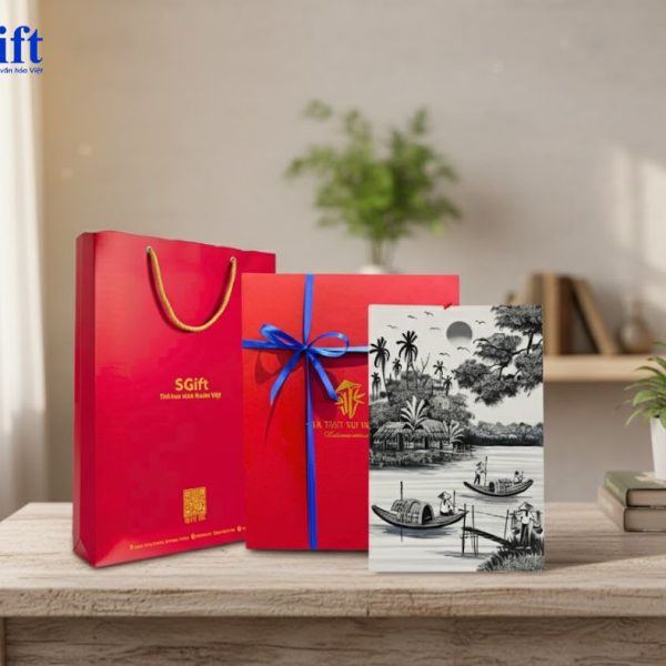 Tranh Sơn Mài Đồng Quê Trắng Đen SGTSM235: Món Quà Văn Hóa Nâng Tầm Đẳng Cấp Doanh Nghiệp