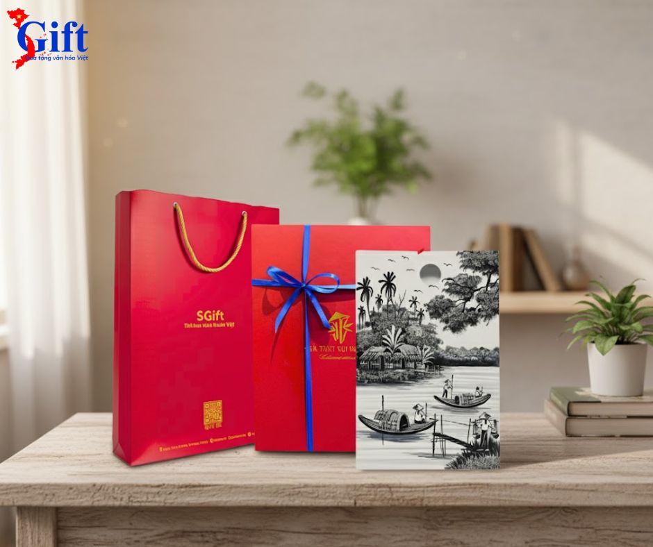 Tranh Sơn Mài Đồng Quê Trắng Đen