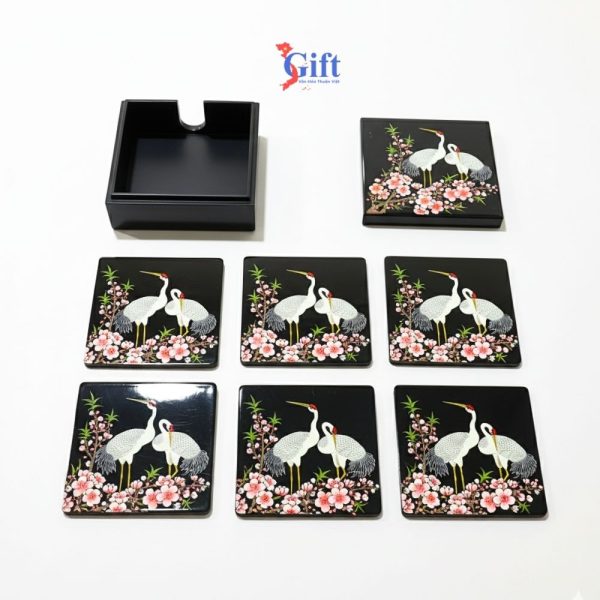 Đế Lót Ly sơn mài vuông cò đào
