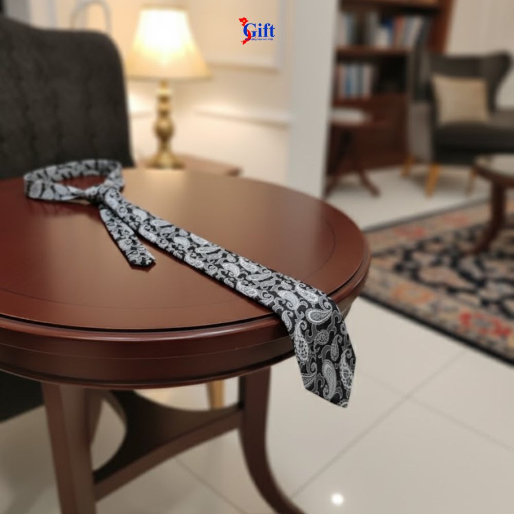 Cà vạt lụa cao cấp họa tiết đuôi công