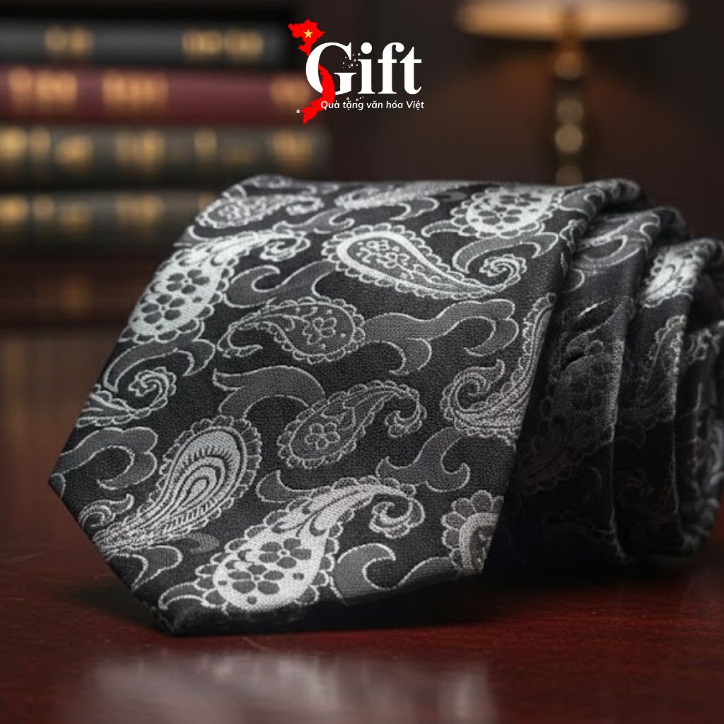 Cà vạt lụa tơ tằm họa tiết đuôi công Sgift qua tang doi tac (1) Cà Vạt Lụa Tơ Tằm Họa Tiết Đuôi Công