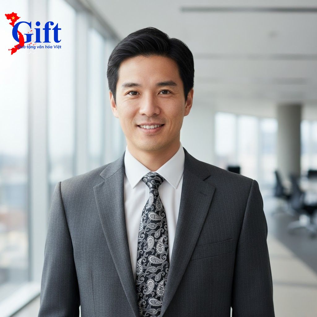 Cà vạt lụa tơ tằm họa tiết đuôi công Sgift qua tang doi tac (4) Cà Vạt Lụa Tơ Tằm Họa Tiết Đuôi Công