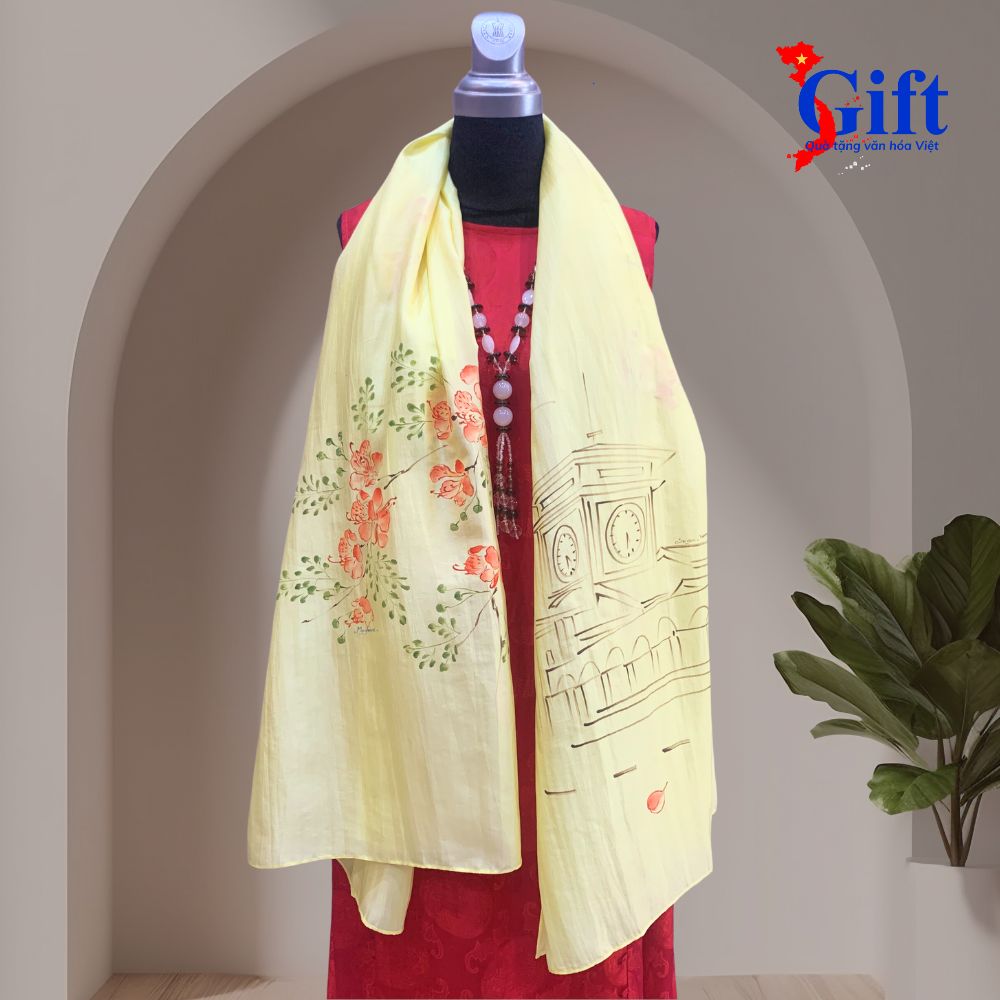 Khăn lụa vẽ sen (1)