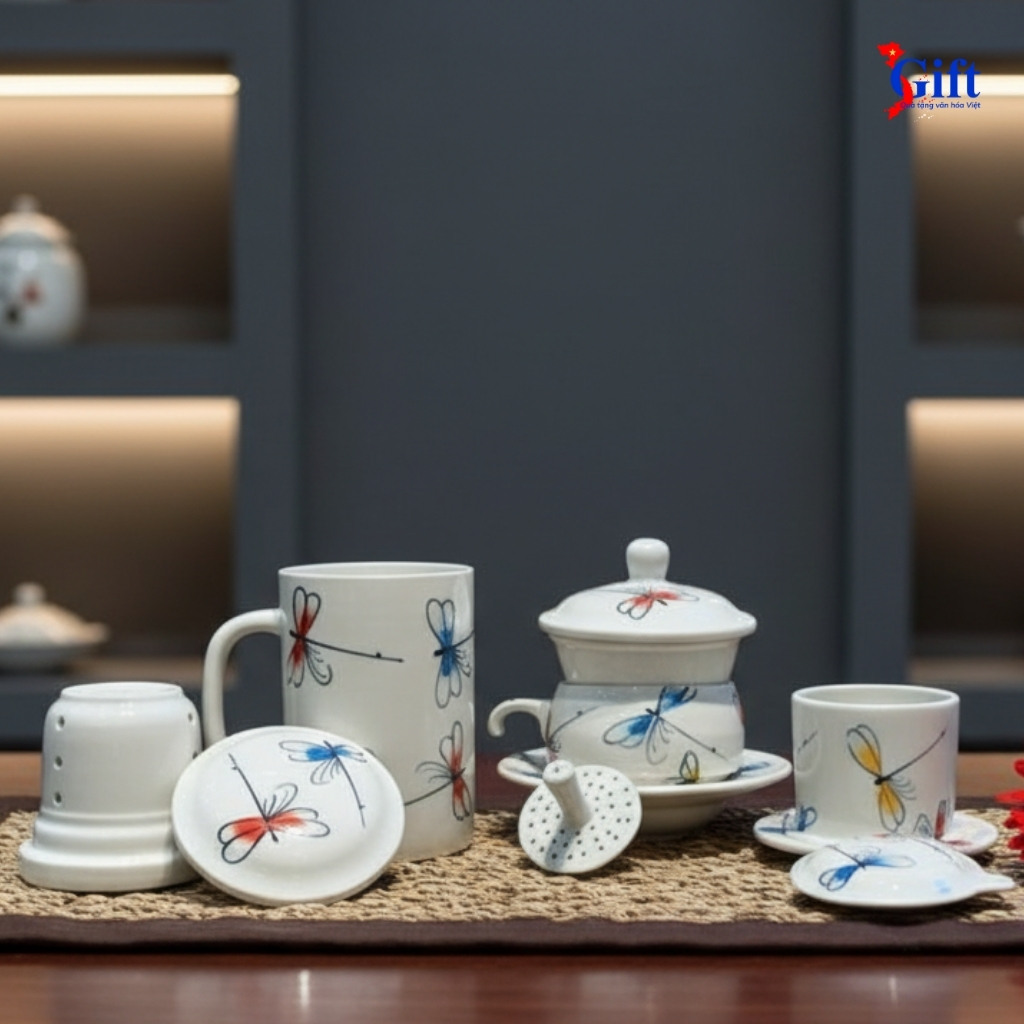 Ly Lọc Trà va phin cafe vẽ chuồn kim xanh đỏ (4) Ly Lọc Trà & phin cafe vẽ chuồn kim xanh đỏ