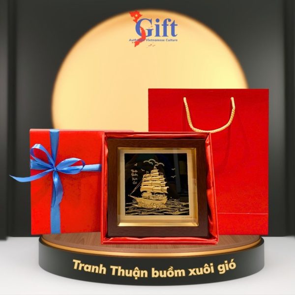 Tranh Đồng Thuận Buồm Dát Vàng 24K
