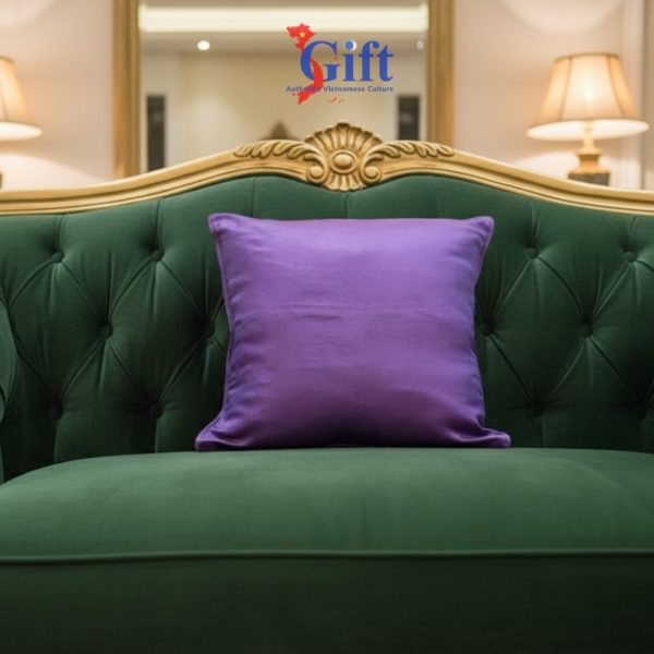 Bộ quà tặng Vỏ gối lụa Hà Đông tím vàng đồng 40x40 SGLNL4040/12