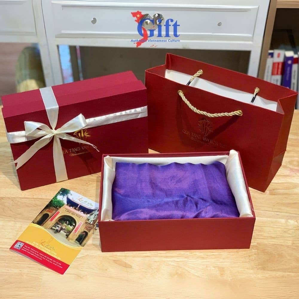 Bộ quà tặng Vỏ gối lụa Hà Đông tím vàng đồng 40x40 SGLNL4040/12