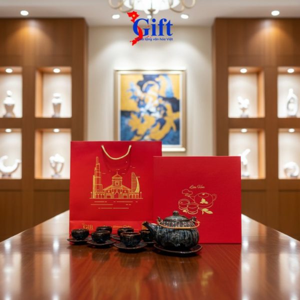 Bộ Bình Trà Men Hỏa Biến Ấm Chén Kẻ Sọc 500ml TS580 - Nét Tinh Hoa Gốm Sứ Bát Tràng Độc Đáo