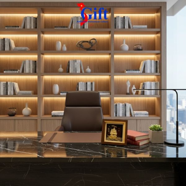 24K Gold-Plated “Smooth Sailing” Copper Painting Black Background