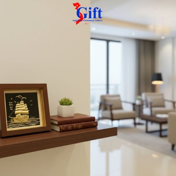 24K Gold-Plated “Smooth Sailing” Copper Painting Black Background