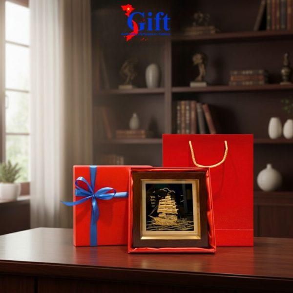 24K Gold-Plated “Smooth Sailing” Copper Painting Black Background