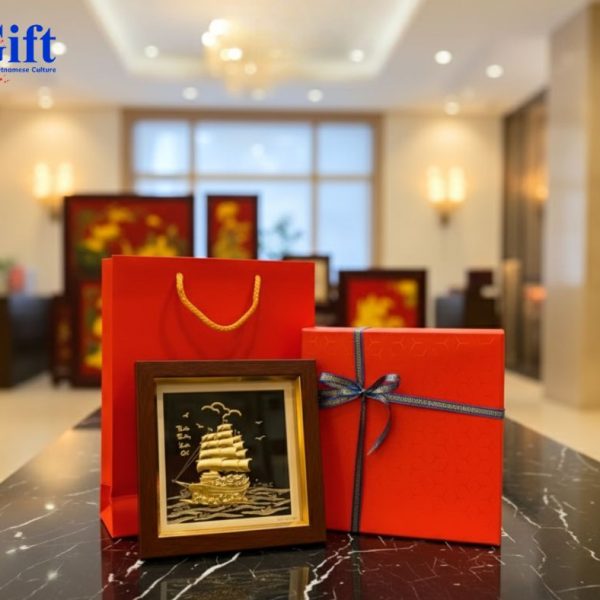 24K Gold-Plated “Smooth Sailing” Copper Painting Black Background