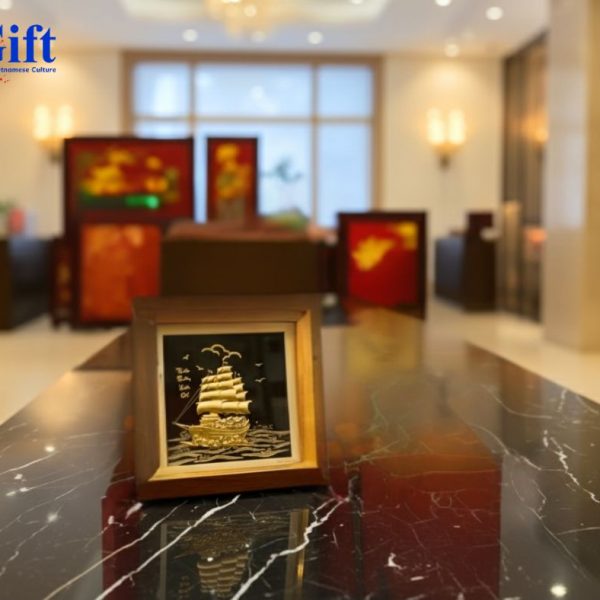 24K Gold-Plated “Smooth Sailing” Copper Painting Black Background