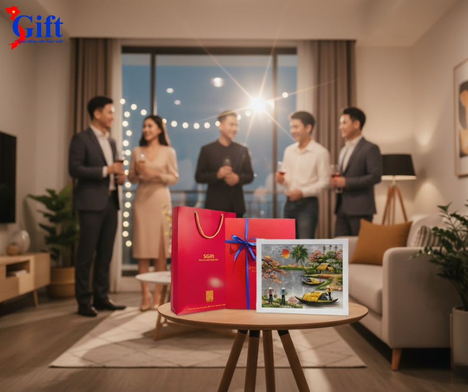 Bộ tranh sơn mài đồng quê dát lá bạc và khung trắng