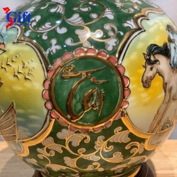 Bình Thu Tài Hút Lộc Mã Đáo Thành Công Gốm Bát Tràng, Quà Tặng Cao Cấp SG08.3