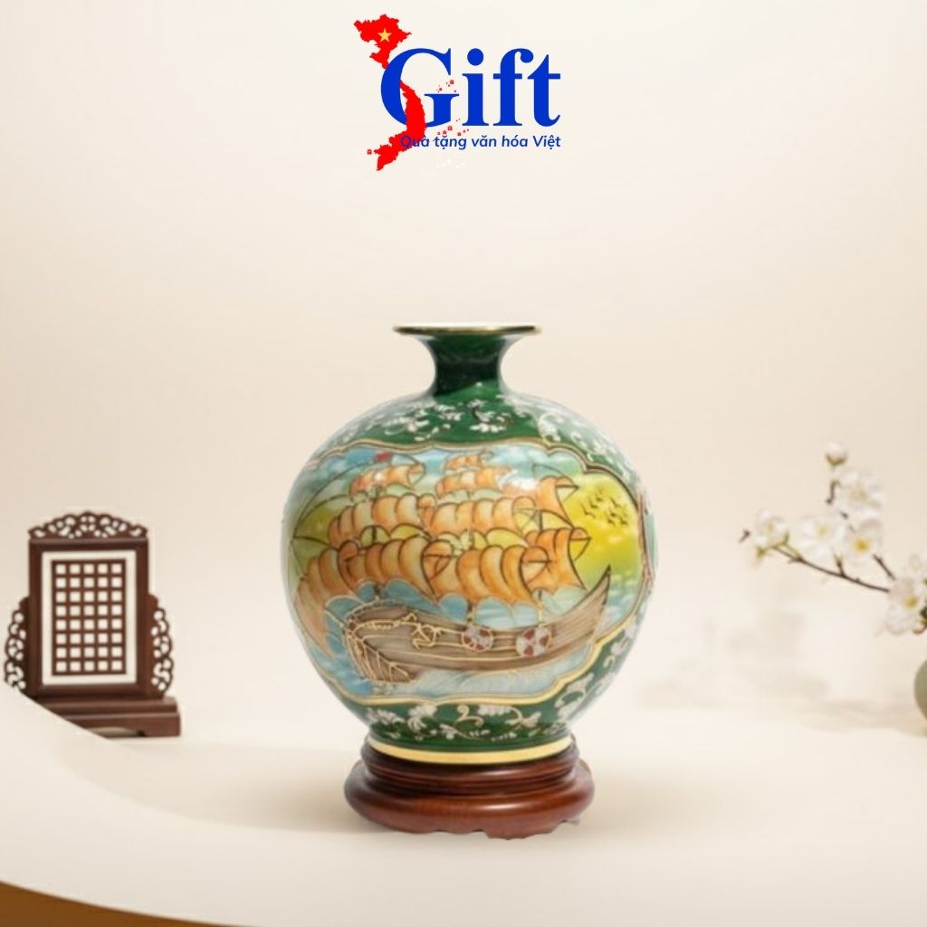 Bình Thu Tài Hút Lộc Mã Đáo Thành Công Gốm Bát Tràng, Quà Tặng Cao Cấp SG08.3