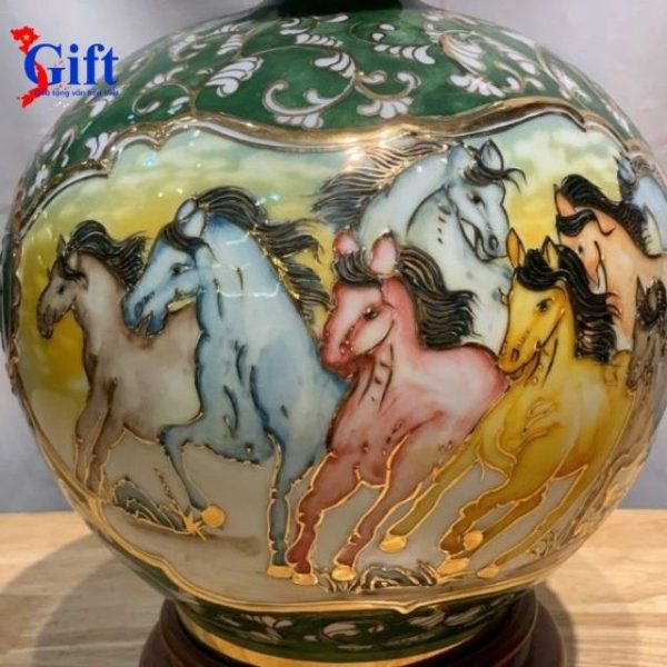 Bình Thu Tài Hút Lộc Mã Đáo Thành Công Gốm Bát Tràng, Quà Tặng Cao Cấp SG08.3