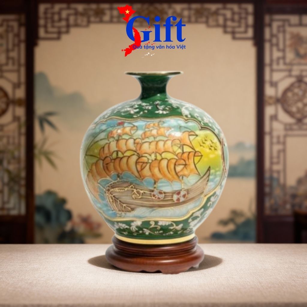 Bình Thu Tài Hút Lộc Mã Đáo Thành Công Gốm Bát Tràng, Quà Tặng Cao Cấp SG08.3