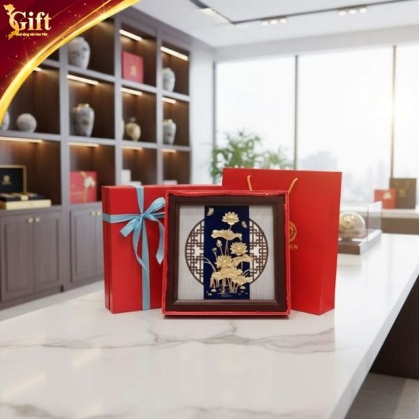 Tranh Dát Vàng Hoa Sen 24K TD33 – QUÀ TẶNG TÂN GIA, KHAI TRƯƠNG ĐẲNG CẤP