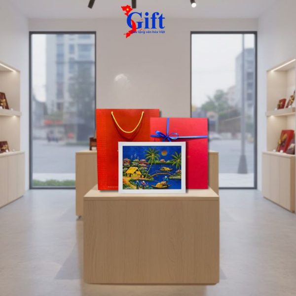 Countryside Blue-Background Lacquer Painting Set SGTSM3040