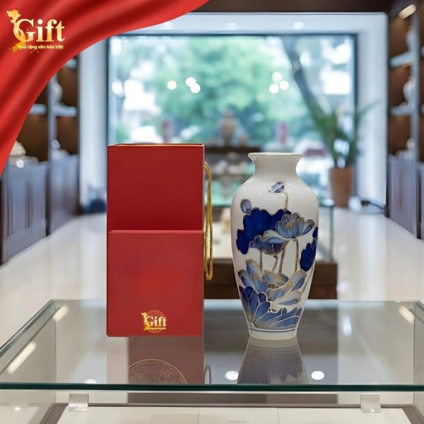 Bình Hoa Gốm Sứ Vẽ Vàng Kim Hoa Sen Xanh Đắp Nổi SGLHGML01-3 – Đẳng Cấp Gốm Sứ Việt