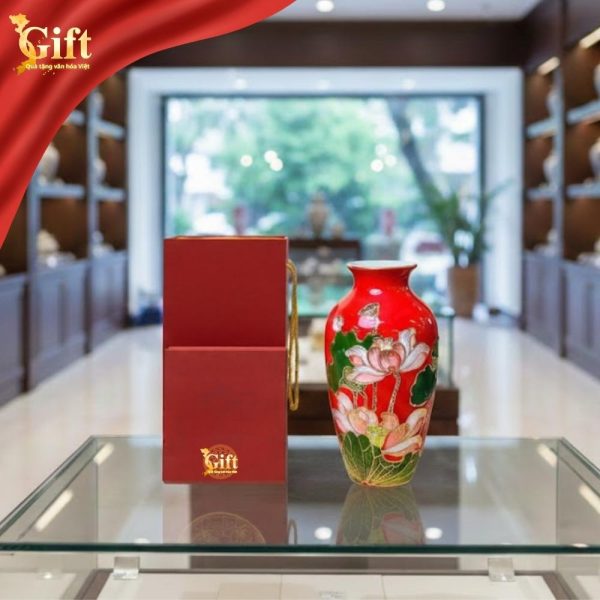 Bình Hoa Gốm Vẽ Vàng Kim Hoa Sen Đắp Nổi Cao Cấp SGLHGML01-4