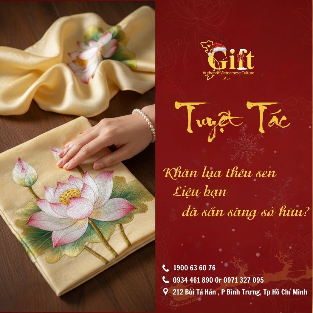 BST KHĂN LỤA THÊU SEn Sgift