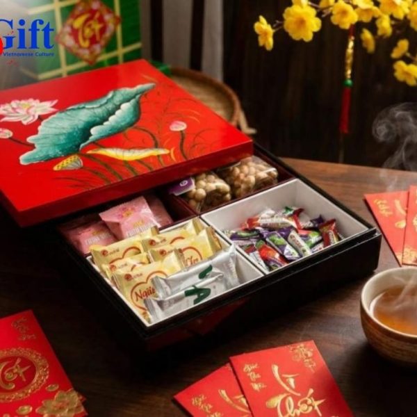 Red Lotus Lacquer Tet Jam Box SGMNV-HM02-1 – High-class Tet Gift